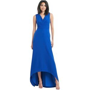 Kay Unger New York Blue Sleeveless Hi-Low Evening Gown, Size 12 Formal Elegant